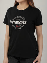 เสื้อยืดแขนสั้นผู้หญิง ทรงตรง สีดำ