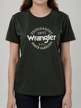 เสื้อยืดแขนสั้นผู้หญิง ทรงตรง สีเขียวมะกอก