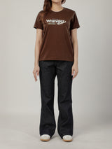 เสื้อยืดแขนสั้นผู้หญิง ทรงตรง สีน้ำตาล