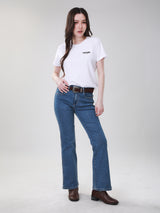 เสื้อยืดแขนสั้นผู้หญิง ทรงตรง สีขาว