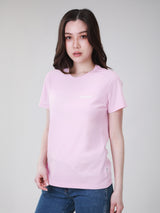 เสื้อยืดแขนสั้นผู้หญิง ทรงตรง สีชมพู