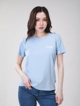 เสื้อยืดแขนสั้นผู้หญิง ทรงตรง สีฟ้า