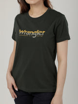 เสื้อยืดแขนสั้นผู้หญิง ทรงตรง สีเขียวมะกอก