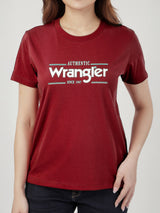 เสื้อยืดแขนสั้นผู้หญิง ทรงตรง สีแดง