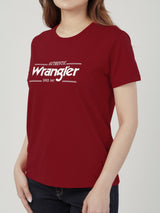 เสื้อยืดแขนสั้นผู้หญิง ทรงตรง สีแดง