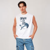เสื้อยืดแขนกุดผู้ชาย คอลเลคชั่น WRANGLER LEGENDS ทรงตรง สีครีม