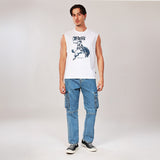 เสื้อยืดแขนกุดผู้ชาย คอลเลคชั่น WRANGLER LEGENDS ทรงตรง สีครีม