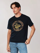 เสื้อยืดแขนสั้นผู้ชาย คอลเลคชั่น WRANGLER LEGENDS ทรงตรง สีกรมท่า