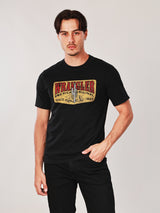 เสื้อยืดแขนสั้นผู้ชาย คอลเลคชั่น WRANGLER LEGENDS ทรงตรง สีดำ