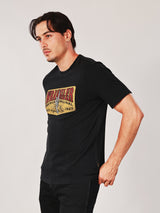 เสื้อยืดแขนสั้นผู้ชาย คอลเลคชั่น WRANGLER LEGENDS ทรงตรง สีดำ