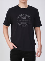 เสื้อยืดแขนสั้นผู้ชาย ทรงตรง สีดำ