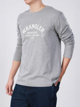 เสื้อยืดแขนยาวผู้ชาย ทรงตรง สีเทา