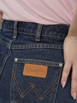 กางเกงยีนส์ผู้หญิง MOM FIT เอวสูง ทรงตรง สียีนส์กลาง