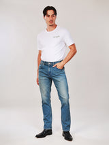 เสื้อยืดแขนสั้นผู้ชาย คอลเลคชั่น WRANGLER LEGENDS ทรงตรง สีครีม