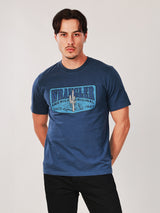 เสื้อยืดแขนสั้นผู้ชาย คอลเลคชั่น WRANGLER LEGENDS ทรงตรง สีกรมท่า