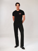 กางเกงขายาวผู้ชาย คอลเลคชั่น WRANGLER LEGENDS WRANCHERFIT เอวสูง ทรงตรง-ขาม้า สีดำ
