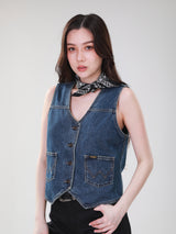เสื้อกั๊กผู้หญิง คอลเลคชั่น WRANGLER LEGENDS ทรงตรง สียีนส์กลาง