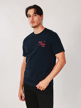 เสื้อยืดแขนสั้นผู้ชาย คอลเลคชั่น WRANGLER LEGENDS ทรงตรง สีกรมท่า