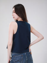 เสื้อยืดแขนกุดผู้หญิง คอลเลคชั่น WRANGLER LEGENDS Comfort Fit สีกรมท่า