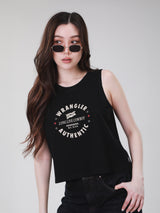 เสื้อยืดแขนกุดผู้หญิง คอลเลคชั่น WRANGLER LEGENDS ทรง Comfort สีดำ