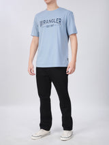 เสื้อยืดแขนสั้นผู้ชาย ทรงตรง สีฟ้า