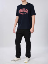 เสื้อยืดแขนสั้นผู้ชาย ทรงตรง สีกรมท่า