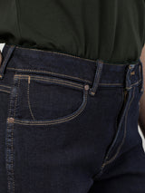 กางเกงยีนส์ผู้หญิง LARA FIT เอวกลาง ทรงเข้ารูป สียีนส์เข้ม