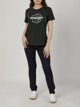 กางเกงยีนส์ผู้หญิง LARA FIT เอวกลาง ทรงเข้ารูป สียีนส์เข้ม