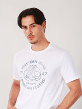 เสื้อยืดแขนสั้นผู้ชาย คอลเลคชั่น WRANGLER LEGENDS ทรงตรง สีครีม