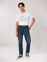 เสื้อยืดแขนสั้นผู้ชาย คอลเลคชั่น WRANGLER LEGENDS ทรงตรง สีครีม