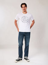 เสื้อยืดแขนสั้นผู้ชาย คอลเลคชั่น WRANGLER LEGENDS ทรงตรง สีครีม