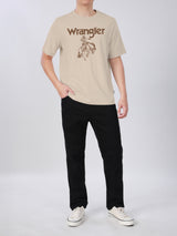 เสื้อยืดแขนสั้นผู้ชาย ทรงตรง สีเบจ