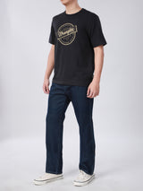 เสื้อยืดแขนสั้นผู้ชาย ทรงตรง สีดำ