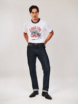 กางเกงยีนส์ (ริมขาว)ผู้ชาย คอลเลคชั่น WRANGLER LEGENDS GREENSBORO FIT เอวกลาง ทรงตรง สียีนส์เข้ม