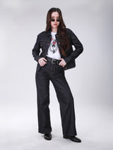 เสื้อแจ็คเก็ตผู้หญิง คอลเลคชั่น WRANGLER LEGENDS ทรงตรง สียีนส์ผ้าดิบ