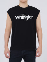 เสื้อยืดแขนกุดผู้ชาย ทรงตรง สีดำ