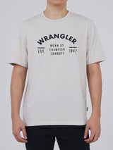 เสื้อยืดแขนสั้นผู้ชาย ทรงตรง สีเบจ