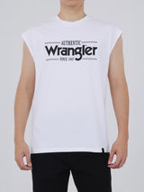 เสื้อยืดแขนกุดผู้ชาย ทรงตรง สีขาว