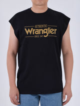 เสื้อยืดแขนกุดผู้ชาย ทรงตรง สีดำ