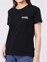 เสื้อยืดแขนสั้นผู้หญิง ทรงตรง สีดำ