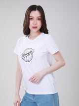 เสื้อยืดแขนสั้นผู้หญิง ทรงตรง สีขาว