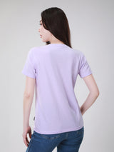 เสื้อยืดแขนสั้นผู้หญิง ทรงตรง สีม่วง