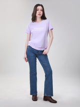 เสื้อยืดแขนสั้นผู้หญิง ทรงตรง สีม่วง