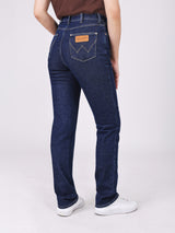กางเกงยีนส์ผู้หญิง SLIM FIT เอวกลาง ทรงเข้ารูป สียีนส์เข้ม