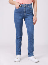กางเกงยีนส์ผู้หญิง SLIM FIT เอวกลาง ทรงเข้ารูป สียีนส์อ่อน