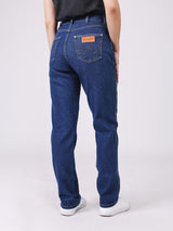 STRAIGHT FIT HIGH RISE SLIM WOMEN'S JEANS MID INDIGO