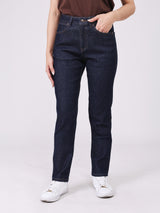 STRAIGHT FIT HIGH RISE SLIM WOMEN'S JEANS DARK INDIGO