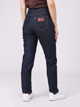 STRAIGHT FIT HIGH RISE SLIM WOMEN'S JEANS DARK INDIGO