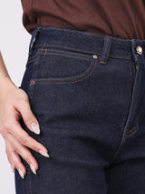 STRAIGHT FIT HIGH RISE SLIM WOMEN'S JEANS DARK INDIGO