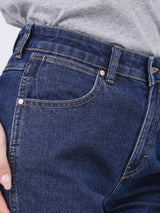 กางเกงยีนส์ผู้หญิง BOOTCUT FIT เอวสูง ทรงขาม้า สียีนส์กลาง